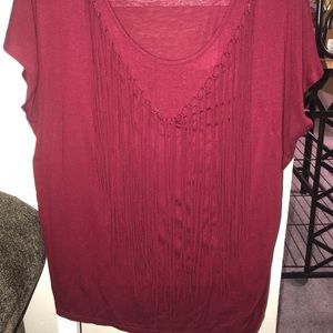 Maroon fringe top